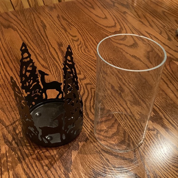 Enchanted Forest glass hurricane and tealight - Picture 3 of 7